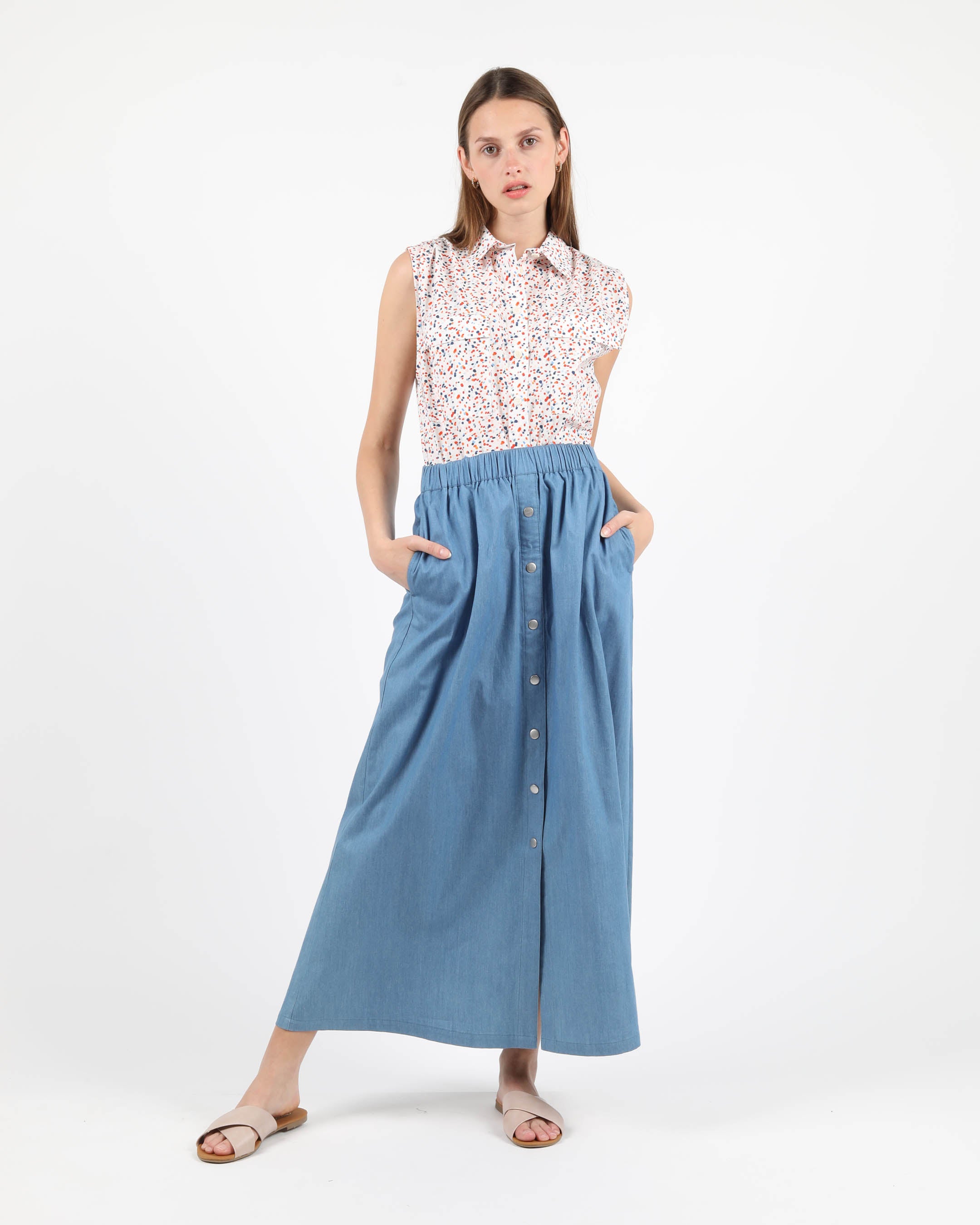 Chambray Maxi Skirt – Wemoto Studio