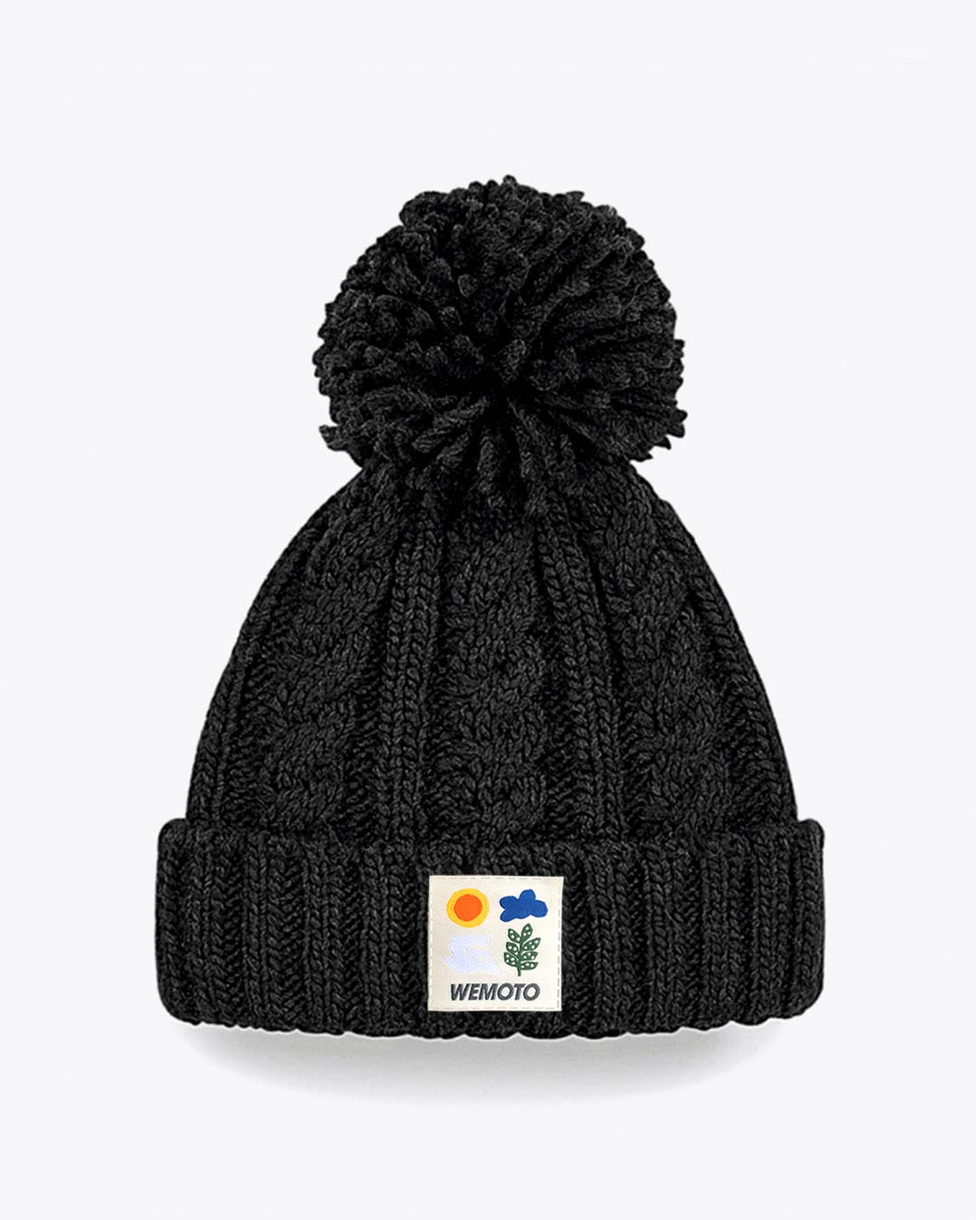 Woven Label Pom Beanie