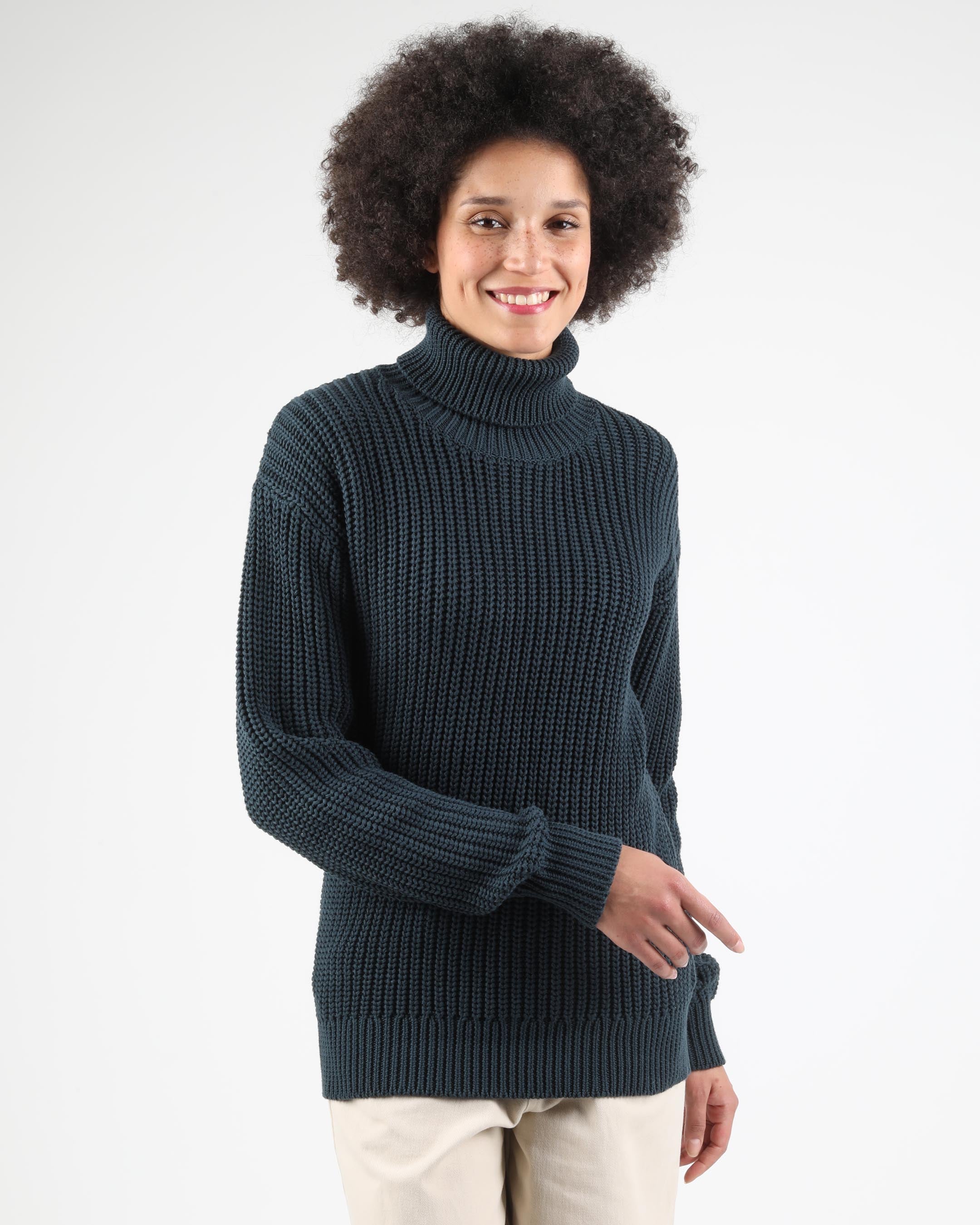 Cotton Knit Turtleneck Pullover