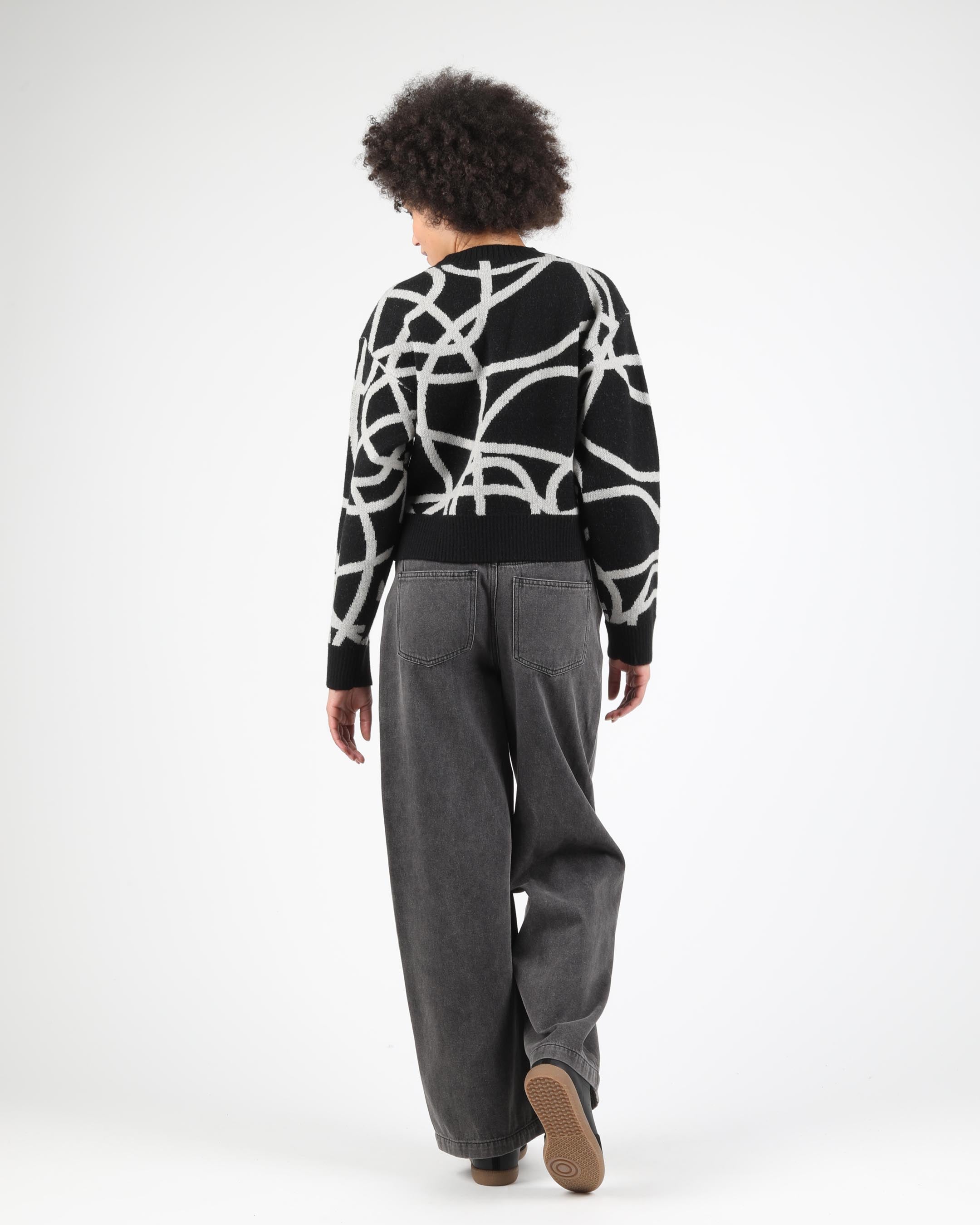 Jacquard Knit Round Neck Pullover – Wemoto Studio