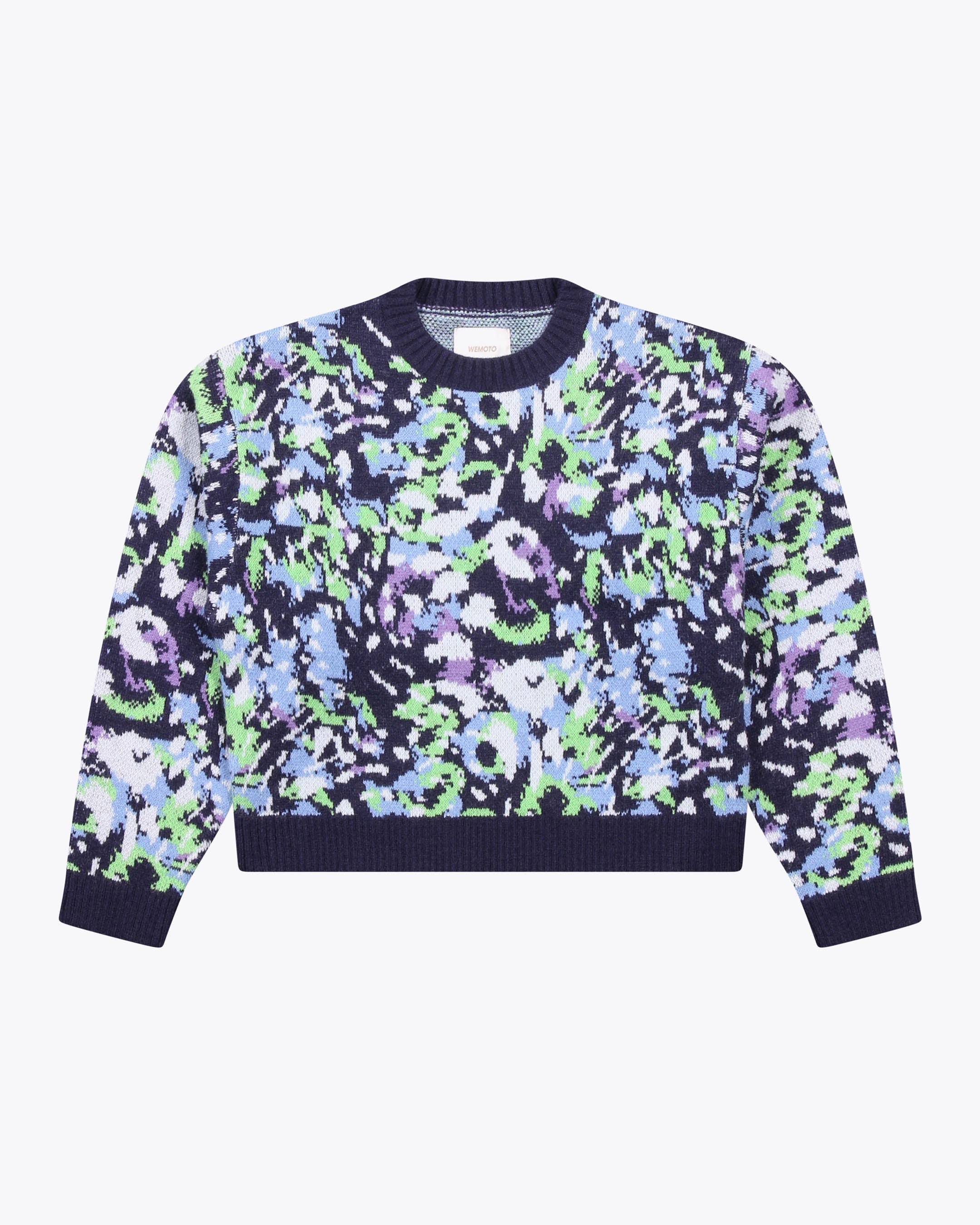Jacquard Knit Round Neck Pullover – Wemoto Studio