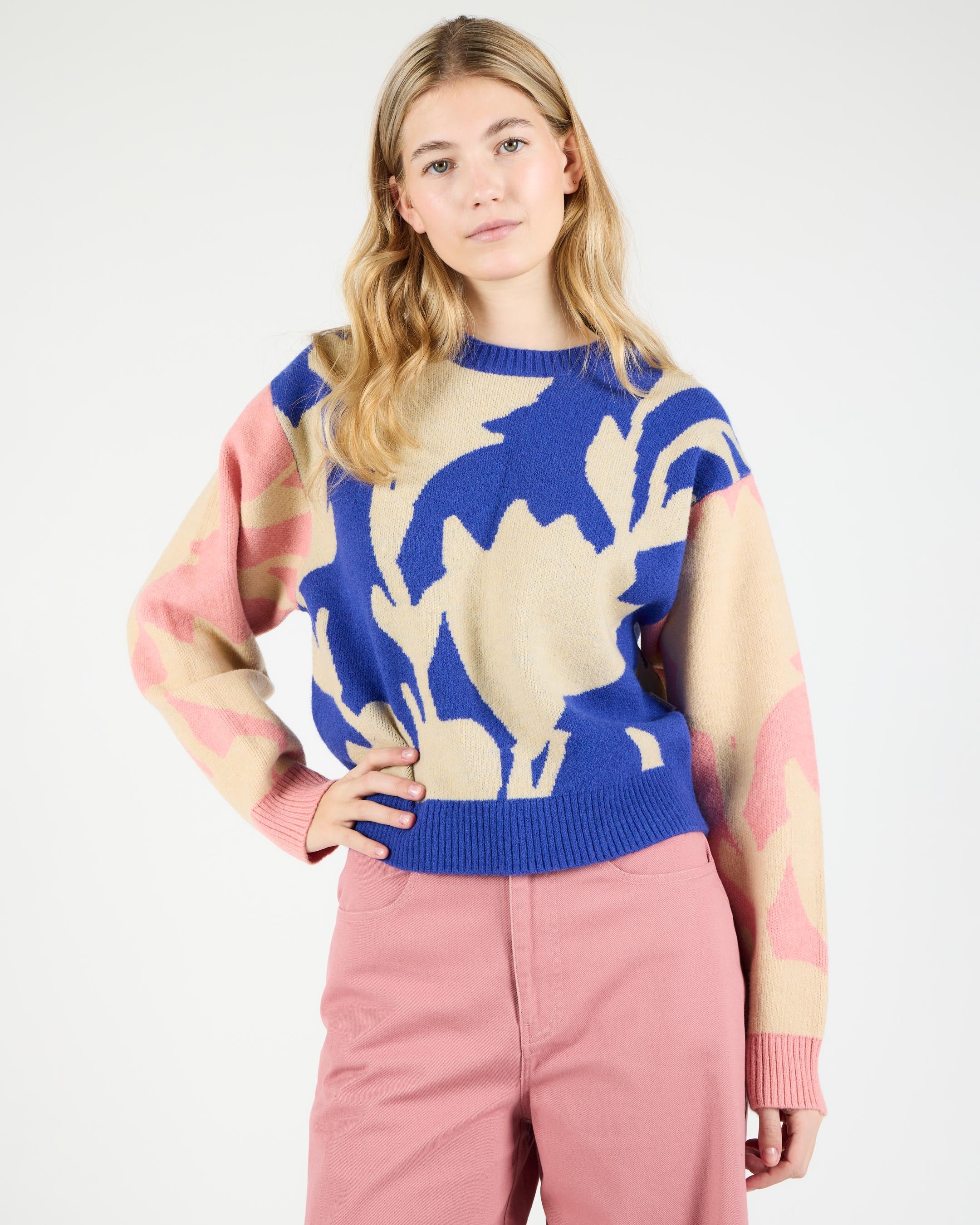 Jacquard Knit Round Neck Pullover – Wemoto Studio