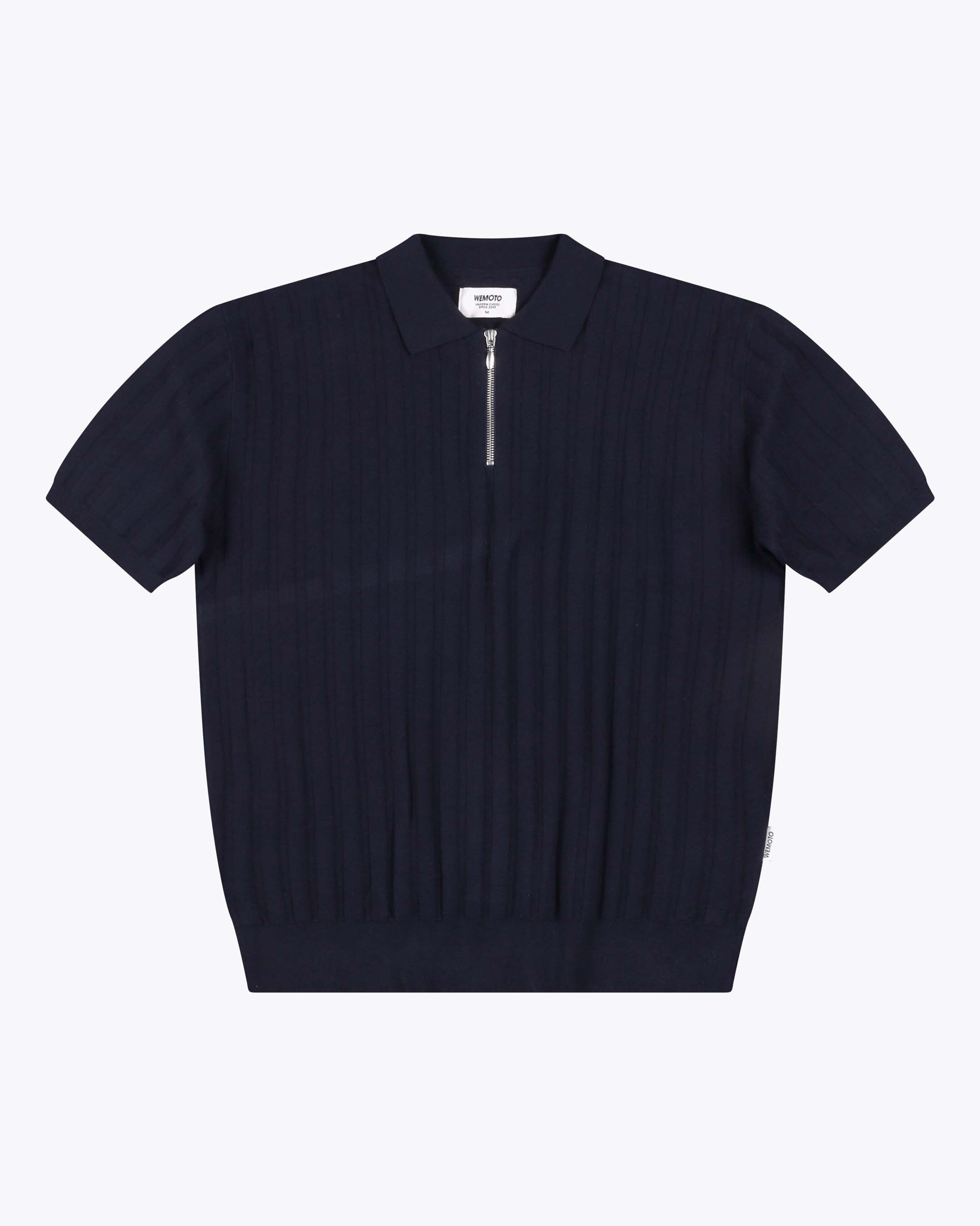 【新品】8gshoot LOGO JACQUARD KNIT POLO ネイビー Cotton Knit Zip Polo Shirt – Wemoto Studio