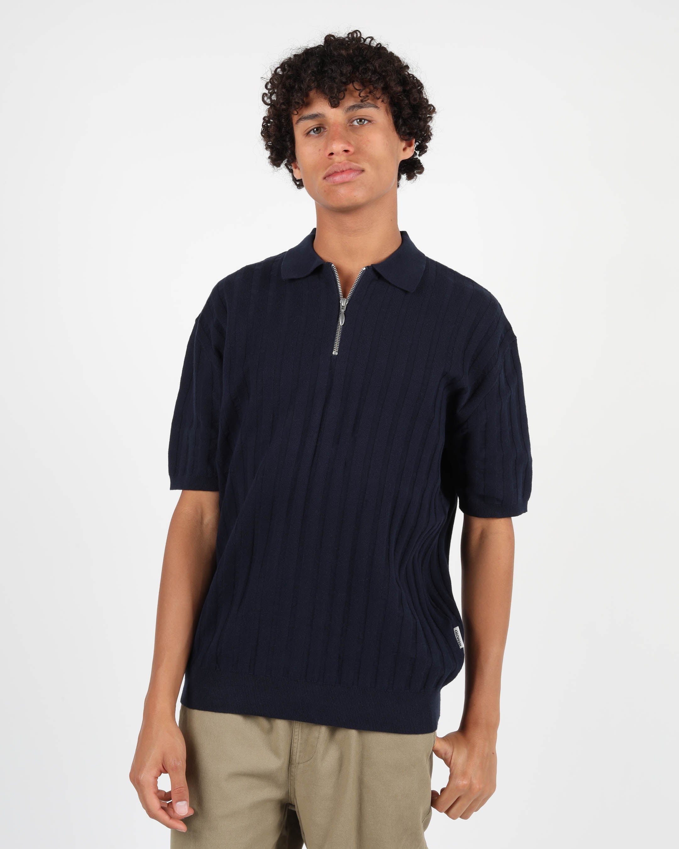 Cotton Knit Zip Polo Shirt – Wemoto Studio