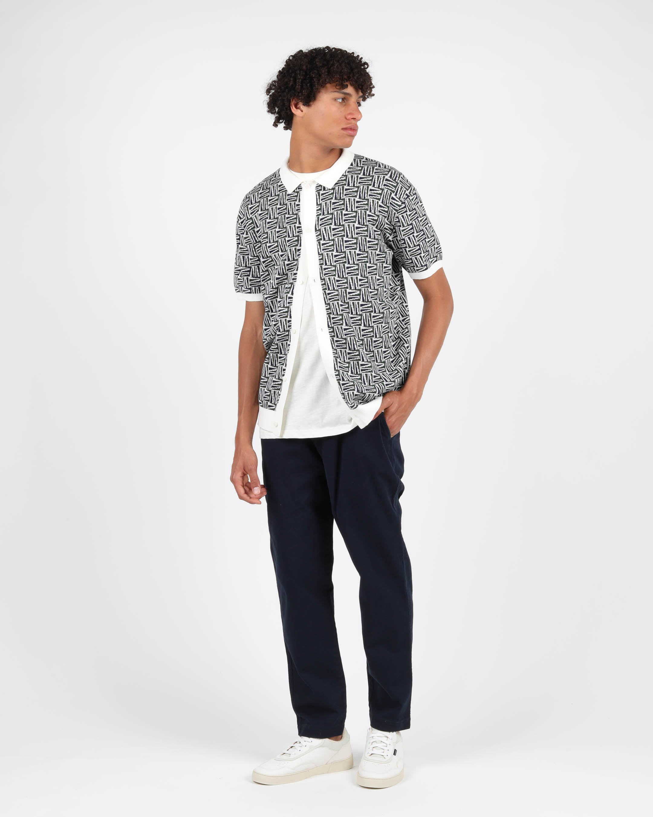 Jacquard Knit Polo Shirt – Wemoto Studio