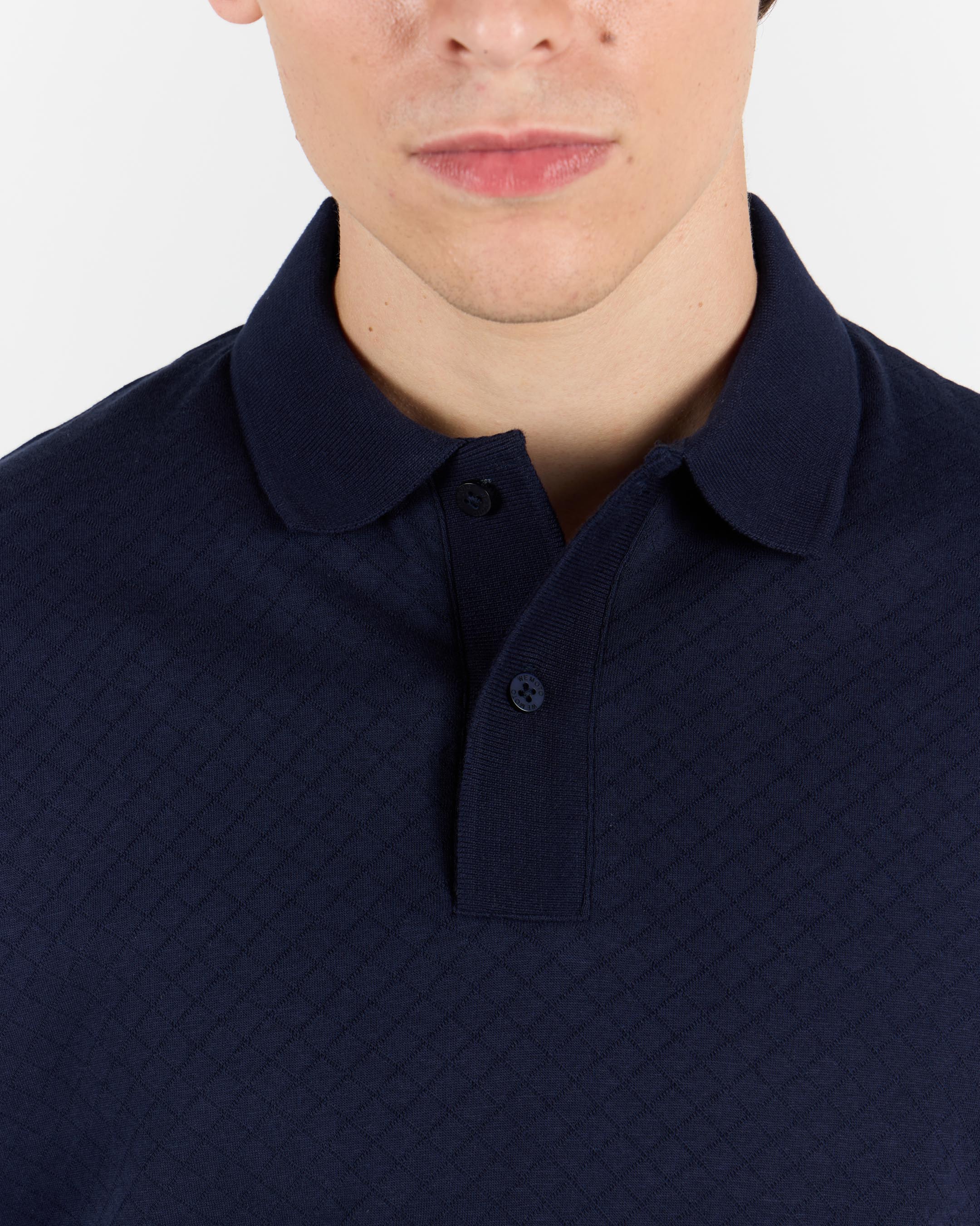 Cotton Jacquard Knit Polo Shirt – Wemoto Studio