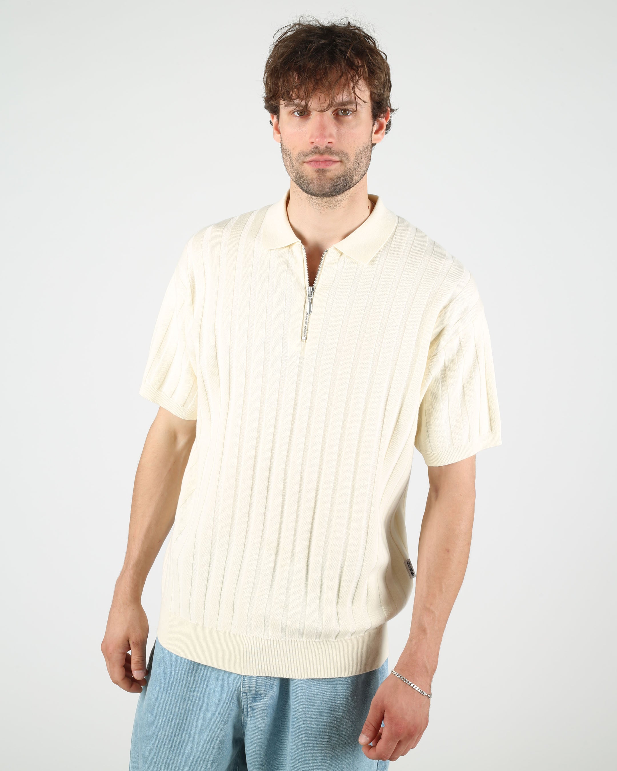 Cotton Knit Zip Polo shirt – Wemoto Studio
